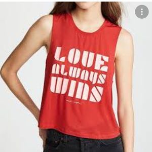 Spiritual Gangster Love Always Wins Sleeveless Crop Top Red Size XS
